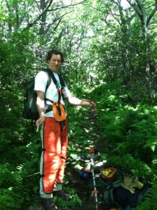 Matt Smith showing off the ferns on Timber Ridge.